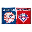 New York Yankees vs Philadelphia Phillies House Divided Flag 3FTX 5FT