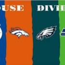 Indianapolis Colts vs Denver Broncos vs eagles vs Seattle house divided flag