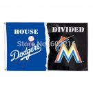 Los Angeles Dodgers vs Miami Marlins House Divided Team Logo Flag 3FTX 5FT
