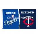 Los Angeles Dodgers vs Minnesota Twins House Divided Team Flag 3FTX 5FT