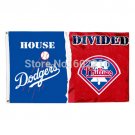 Los Angeles Dodgers vs Philadelphia Phillies House Divided Flag 3FTX 5FT