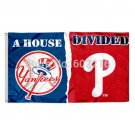 New York Yankees vs Philadelphia Phillies House Divided Flag 3FTX 5FT