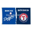 Los Angeles Dodgers vs Texas Rangers House Divided Flag 3FTX 5FT