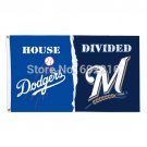 Los Angeles Dodgers vs Milwaukee Brewers House Divided Flag 3FTX 5FT