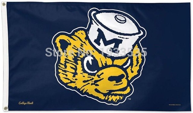 Michigan Wolverines Throwback Vintage Large Outdoor Flag 3x5ft