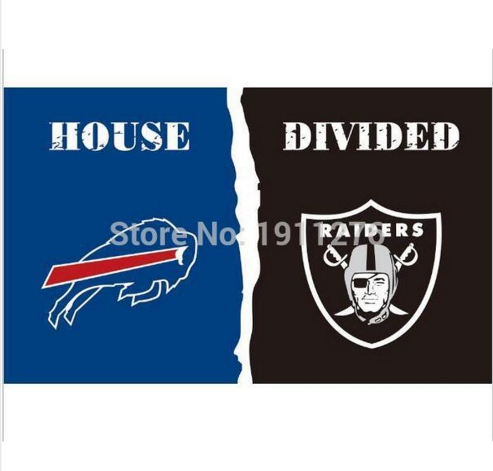 3x5 ft Buffalo Bills VS Oakland Raiders house divided flag 150x90cm