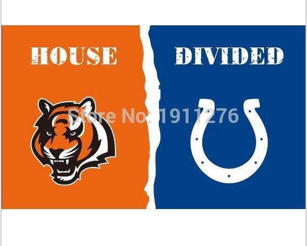 3x5 ft Cincinnati Bengals VS Indianapolis Colts house divided flag 150x90cm