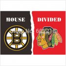 Boston Bruins Chicago Blackhawks House Divided Flag Banner 3ft x 5ft