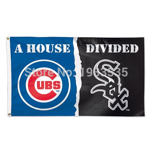 Chicago Cubs vs. Chicago White Sox House Divided Banner Flag 3x5 ft