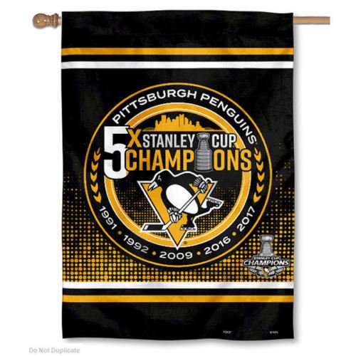 Pittsburgh Penguins 5X Stanley Cup Champions House  banner 3X5ft Garden Flag