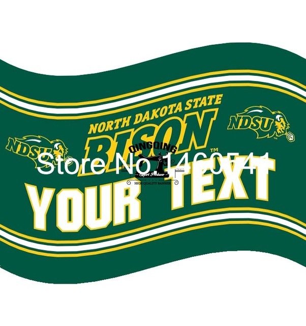North Dakota State Bison YOUR TEXT Flag 3ft x 5ft Polyester  Banner Flying