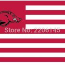 New arrive Arkansas Razorbacks flag with us stripes 3ftx5ft Banner