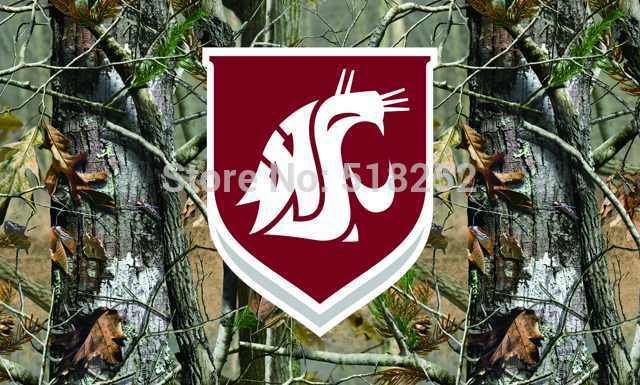 Washington State Cougars camo background Flag Polyester 150X90CM  3x5FT