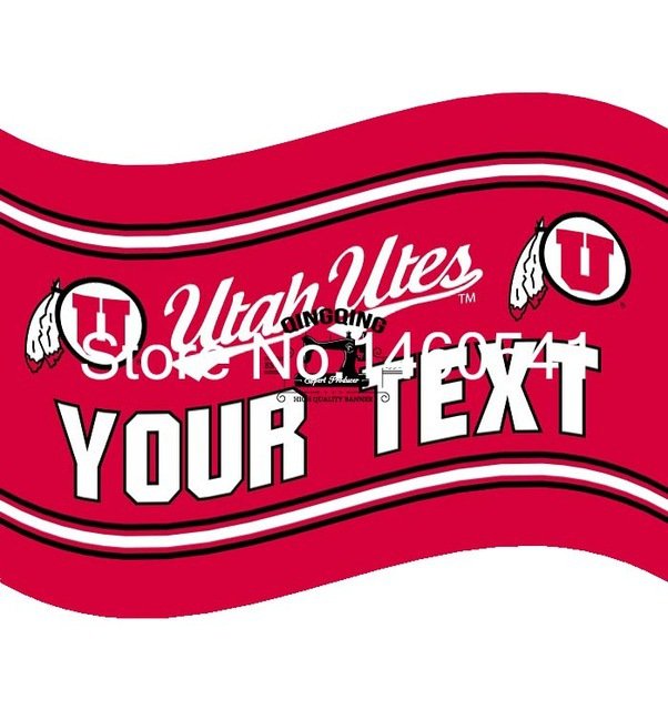 Utah Utes YOUR TEXT Flag 3ft x 5ft Polyester Banner Flying