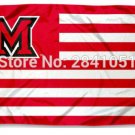 Miami Redhawks Stripes Nation American Outdoor Indoor Hockey  Flag 3X5 FT