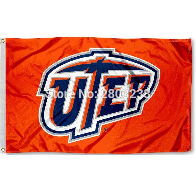 UTEP Miners 100D Polyester Digital Printing Flags Sleeve metal Grommets 3x5FT