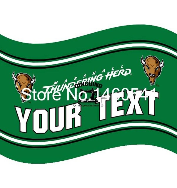 Marshall Thundering Herd YOUR TEXT Flag 3ft x 5ft Polyester  Banner