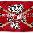 Wisconsin Badgers Hockey Flag 3x5FT 100% Polyester brass grommets custom66