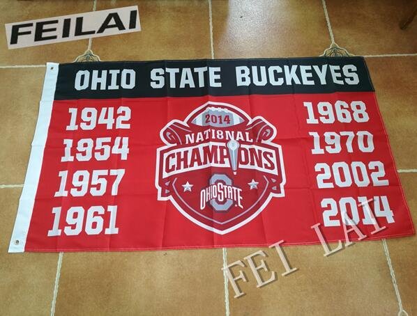 3X5FT  Ohio State Buckeyes Flag US stripes banner custom flag 100D