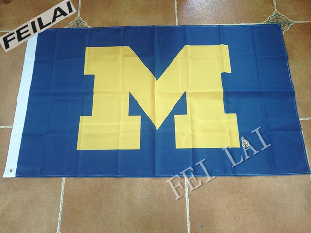 Michigan Wolverines flag 100D Polyester Flag metal Grommets Outdoor flag 3x5ft