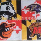 Baltimore Ravens Orioles Maryland State Terrapins Natty Boh 3x5 FT Flag
