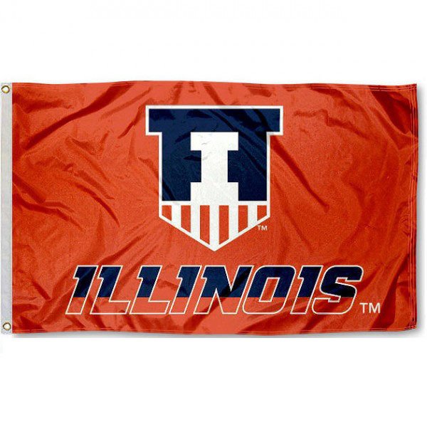 Illinois Fighting Illini Victory Badge Large Indoor Outdoor College Flag 3x5 FT