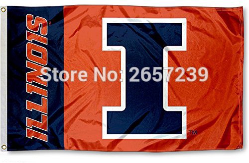 Illinois Fighting Illini Flag 3x5FT 100D Polyester brass grommets custom66