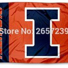 Illinois Fighting Illini Flag 3x5FT 100D Polyester brass grommets custom66