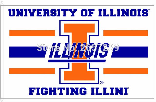Illinois Fighting Illini Flag 3x5FT 100D Polyester brass grommets custom66