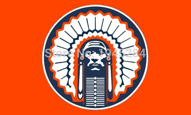 Illinois Fighting Illini Chief Flag Banner Red Brass Grommets Size 3x5FT