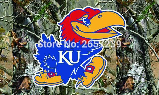 Kansas Jayhawks Tree Camo Flag 3x5 FT Polyester brass grommets custom