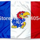 Kansas Jayhawks Panel Flag 150X90CM r 100D Polyester flag brass grommets 001