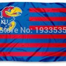 Kansas Jayhawks KU Alumni Nation Stripes 3x5 ft ' Banner brass metal holes Flag
