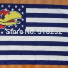 Kansas Jayhawks Stripe and Stars 150X90CM Banner 100D Polyester Custom flag