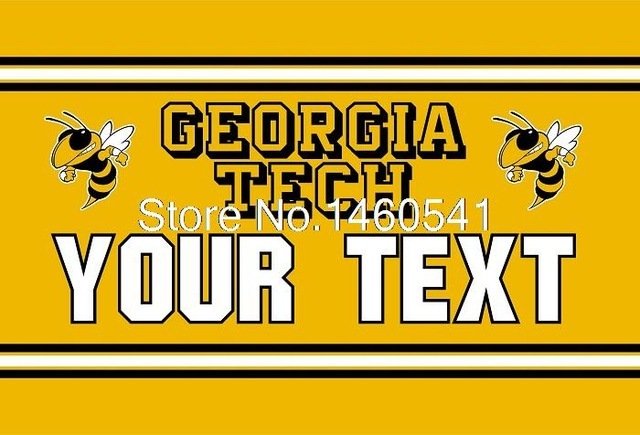 Georgia Tech Yellow Jackets YOUR TEXT Flag 3ft x 5ft Polyester  Banner Flying