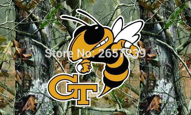Georgia Tech Yellow Jackets Real Tree Camo Flag 3x5 FT  brass grommets custom