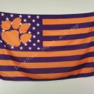 Clemson Tigers logo flag with us stripes 3ftx5ft banner 100D polyester flag