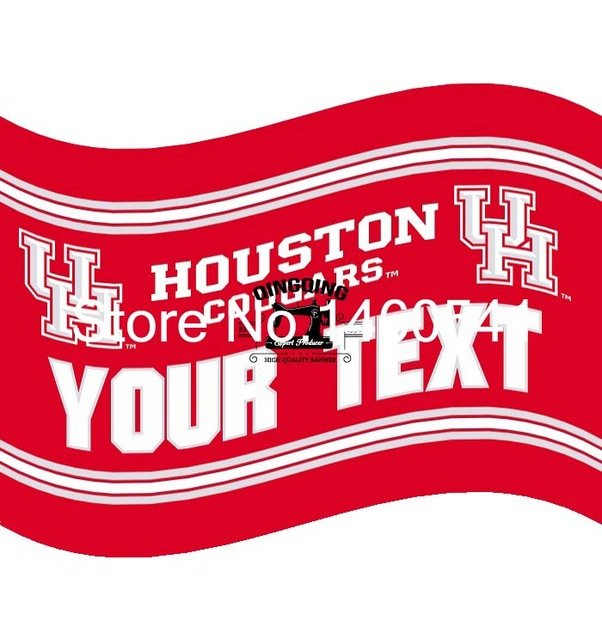 Houston Cougars YOUR TEXT Flag 3ft x 5ft Polyester  Banner Flying