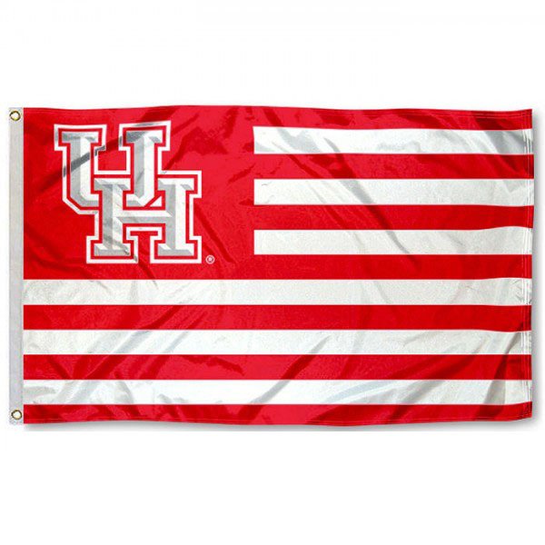 Houston Cougars Stripes Large Indoor Outdoor College Flag 3x5 ft metal holes