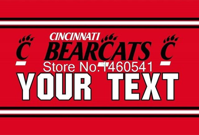 Cincinnati Bearcats YOUR TEXT Flag 3ft x 5ft   Banner Flying Size No.4 144* 96cm