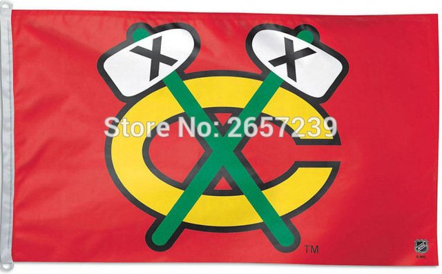 Chicago Blackhawks Tomahawk Flag 3x5FT 100D Polyester brass grommets custom flag