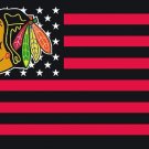 Chicago Blackhawks with starts and stripes flag 3x5 FT Banner 100D Polyester