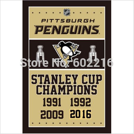 Pittsburgh Penguins 4 Time 2016 Stanley Cup Champion Flag 3ft x 5ft