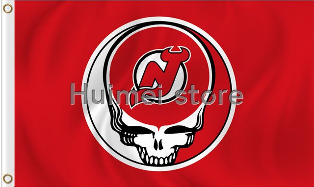 New Jersey Devils flag 3ftx5ft skull CIRCLE STYLE custom FLAG Banner