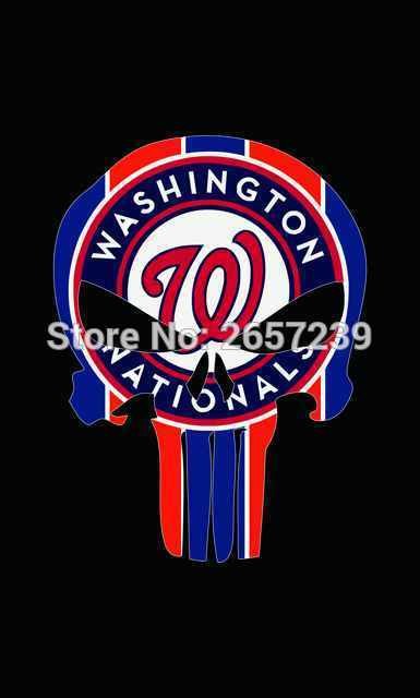 Washington Nationals Skull Style Flag 3x5FT 100D Polyester brass grommets custom