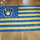 3X5FT Milwaukee Brewers Flag Stars and Stripes banner 100D Custom flag