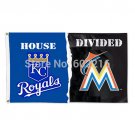 Kansas City Royals vs Miami Marlins House Divided Team Logo Black Flag 3FTX 5FT
