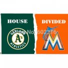 Oakland Athletics vs Miami Marlins House Divided Team Logo Orange Flag 3FTX 5FT