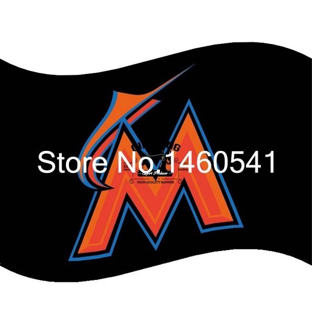Miami Marlins Flag 3ft x 5ft Polyester  Miami Marlins Banner Flying