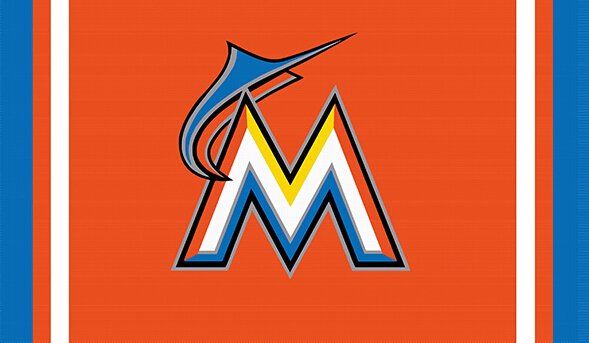 Miami Marlins custom flag 3ftx5ft polyester white sleeve with 2 Metal Grommets
